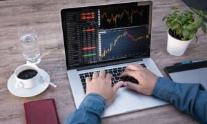 Line chart displaying financial trends, investment courses, and stock market analysis—visualizing the impact of AI technologies on trading and finance in 2025.