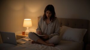 Woman Journaling as Part of Her Nighttime Rituals for Better Sleep