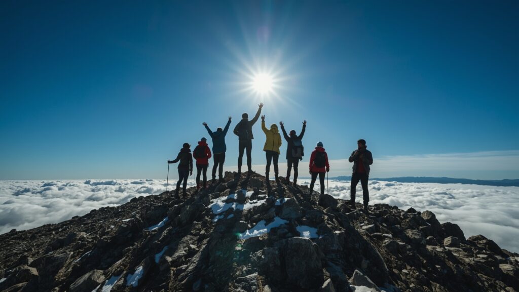 Group of Hikers Celebrating while in the mind How to Prepare for a High-Altitude Hike