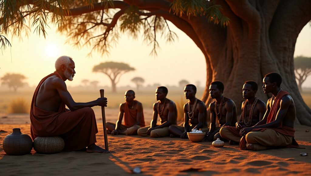 Kenyan Elders Sharing Stories Beneath the Baobab Tree talking about the environmental justice in kenya